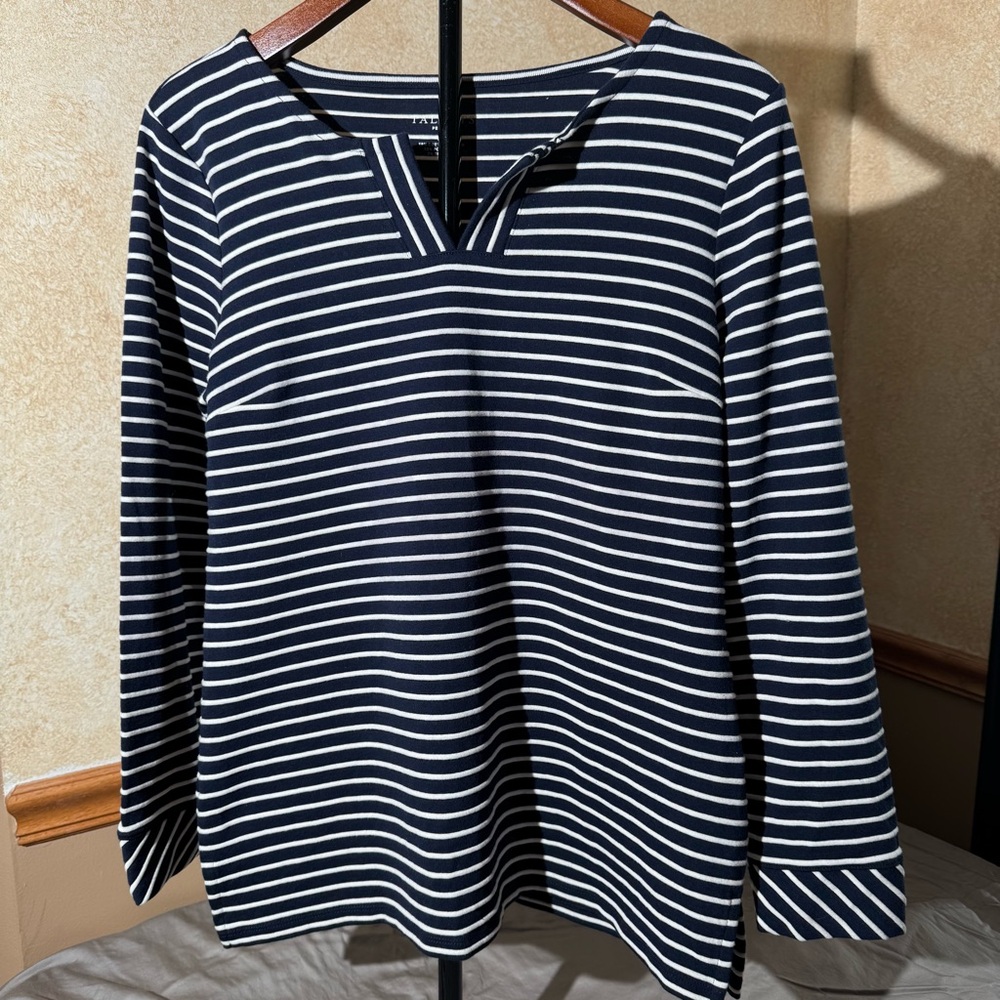 Talbots Blue and White Relaxed Blouse Size:MP
